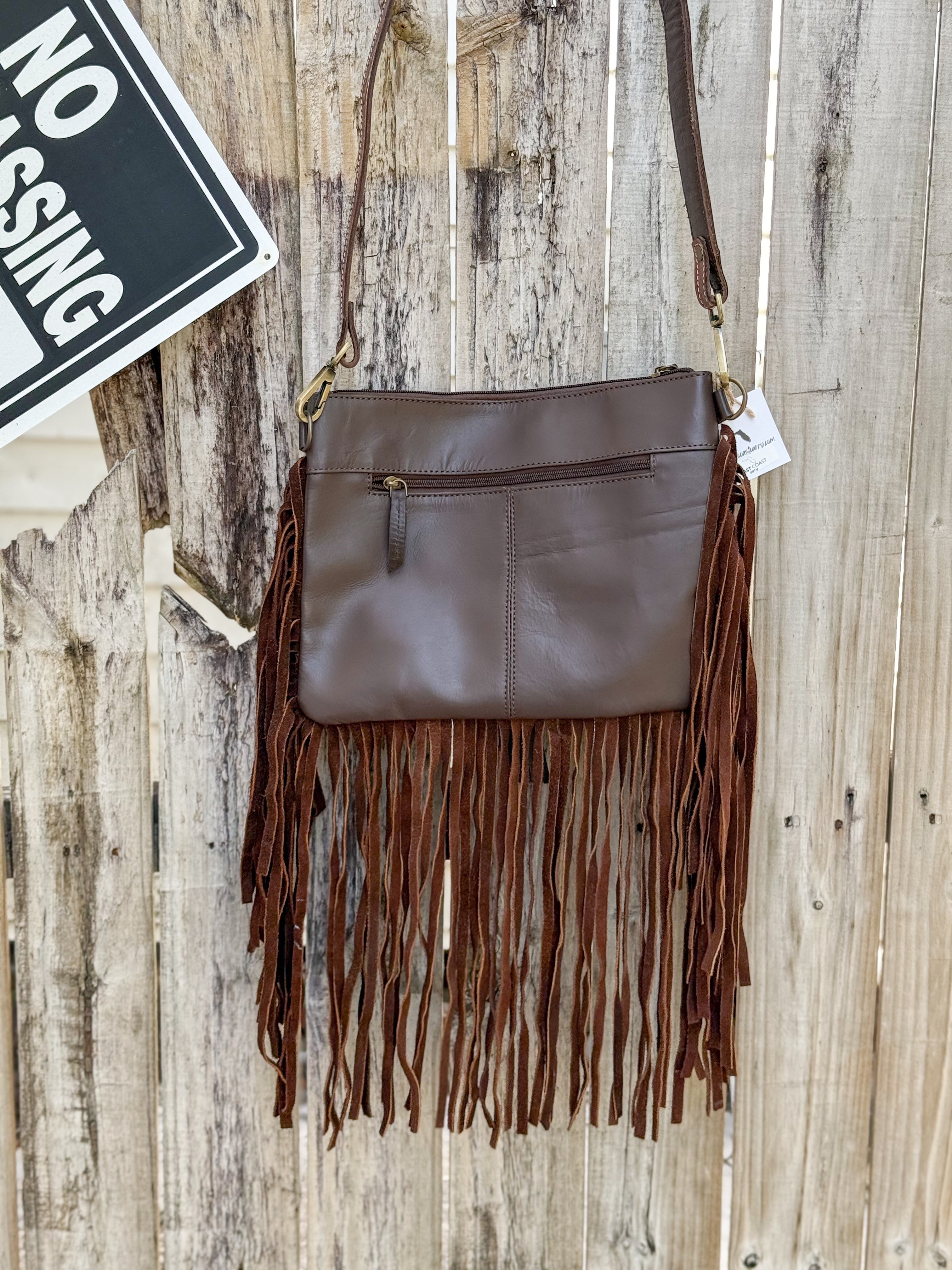 Southwestern Chic | Fringe Tooled Leather Strap Crossbody