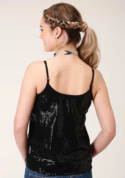 Roper 1419 Solid Sequined (Black) - Women's Tank Top