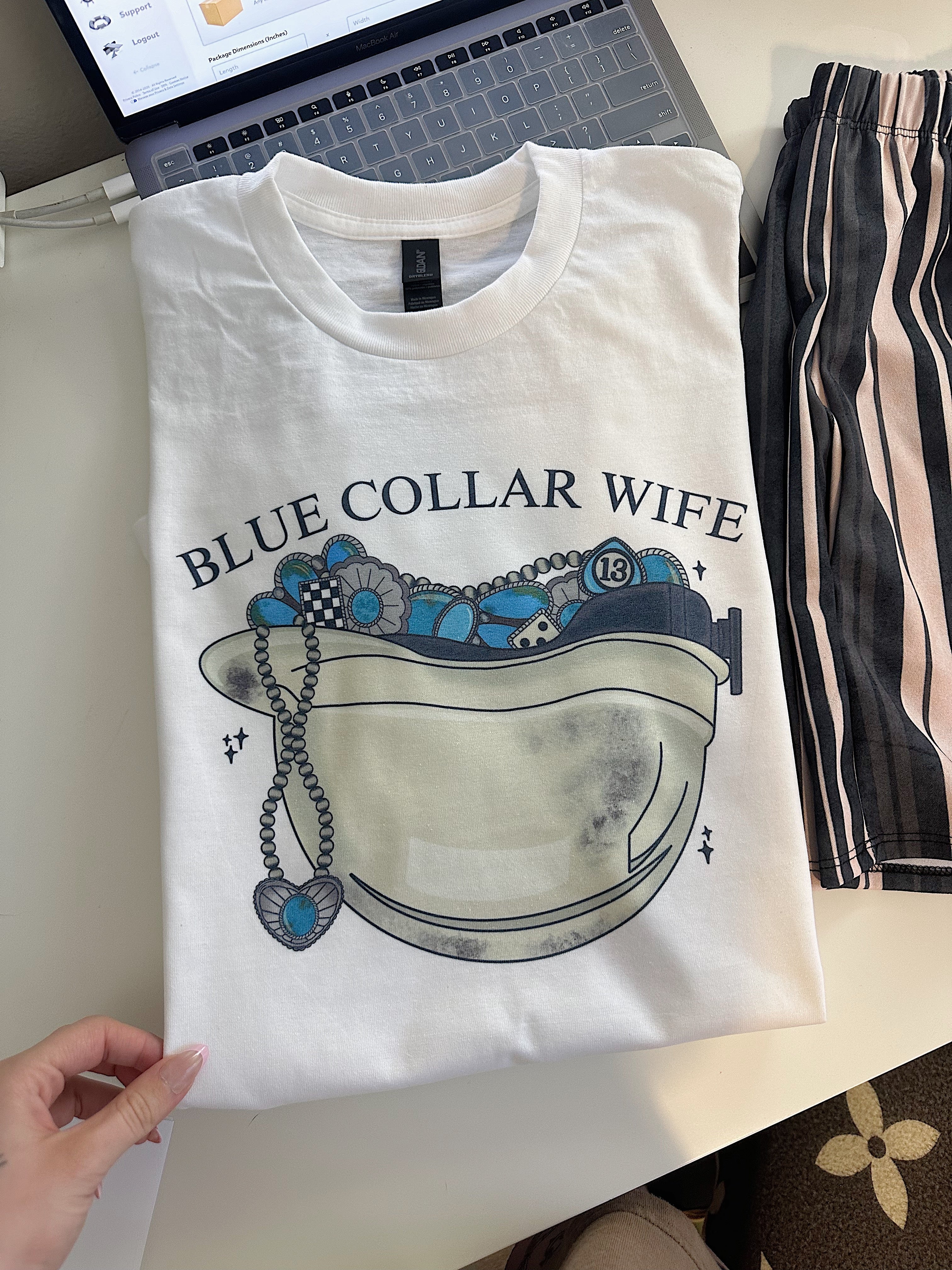 Blue Collar Wife (Hard Hat) TEE or CREWNECK