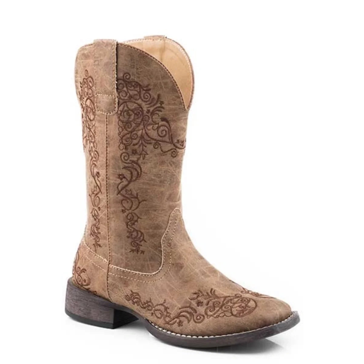 Roper Riley Scroll Stockman (Tan) - Women's Cowgirl Boot