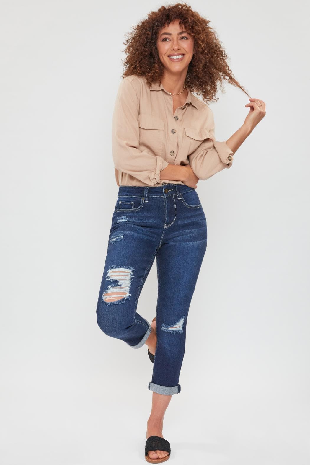 Women's Petite High Rise Vintage Slim Straight Cuff Jean