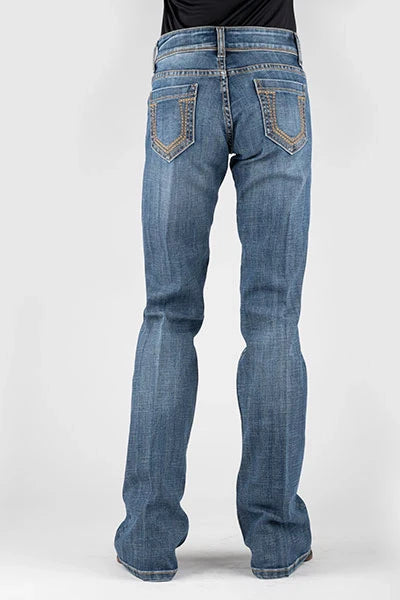 Stetson 816 Classic Stretch Boot Cut Horseshoe Pocket (Medium Wash) - Women's Jeans