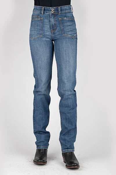 Stetson 915 High Rise Straight Fit Oversize Pockets (Medium Wash) - Women's Jeans