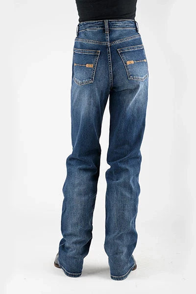 Stetson 915 High Rise Straight Fit Arrow Pocket (Medium Wash) - Women's Jeans