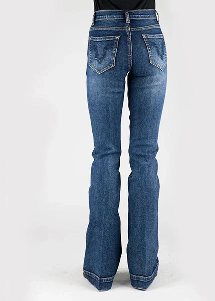 Stetson 921 High Waist Flare Fit Navy Pocket (Dark Wash) - Women's Jeans