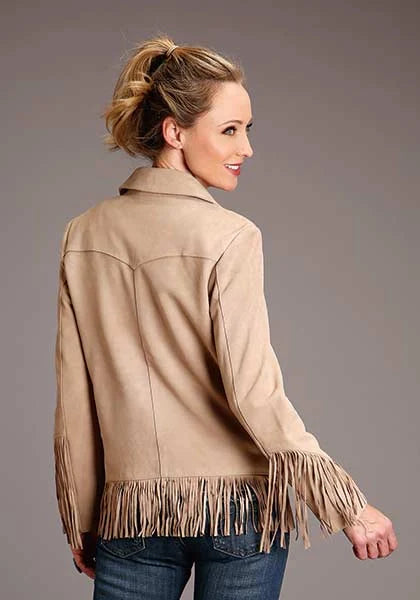 Stetson Fringed Button Front (Khaki) - Women's Suede Jacket