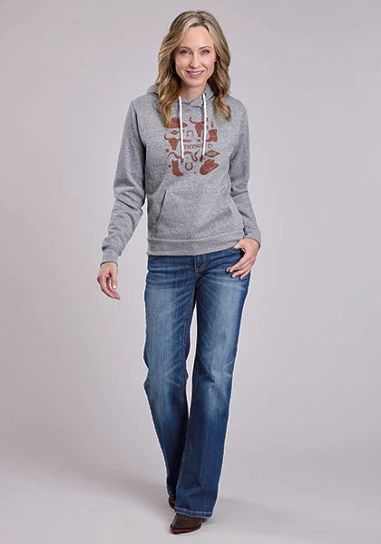 Stetson Western Print (Grey) - Women's Hoodie Sweatshirt