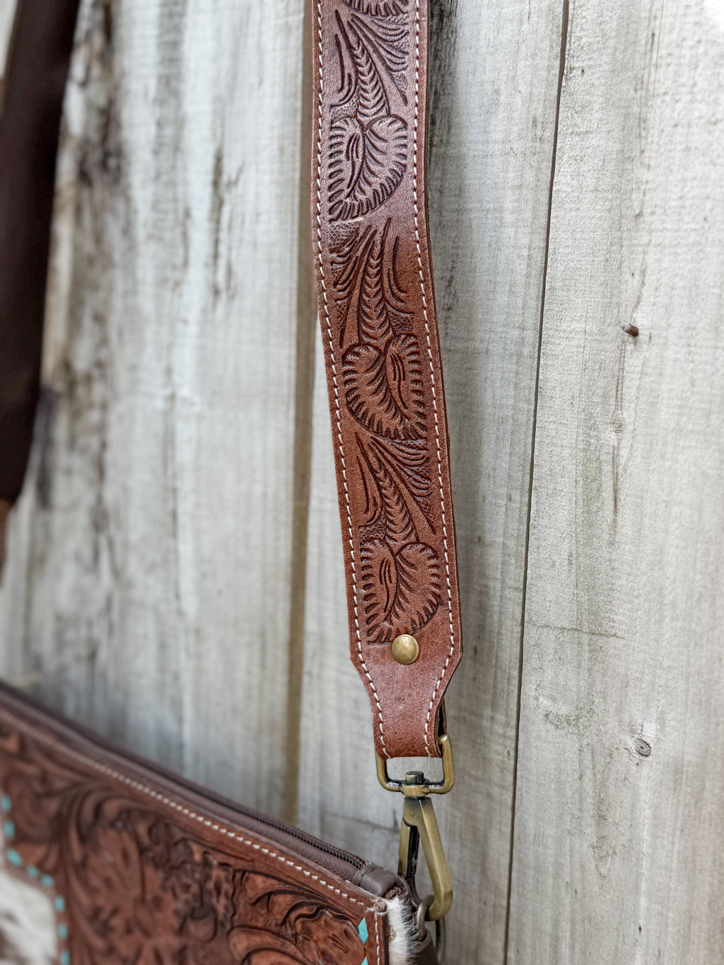 Southwestern Chic | Fringe Tooled Leather Strap Crossbody