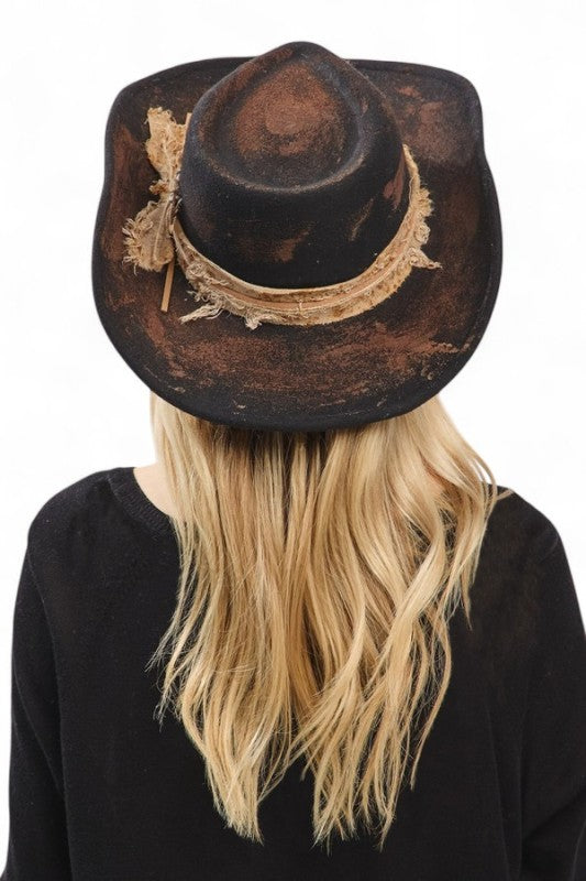 Distress Vintage Shapable Fedora Cowboy Hat