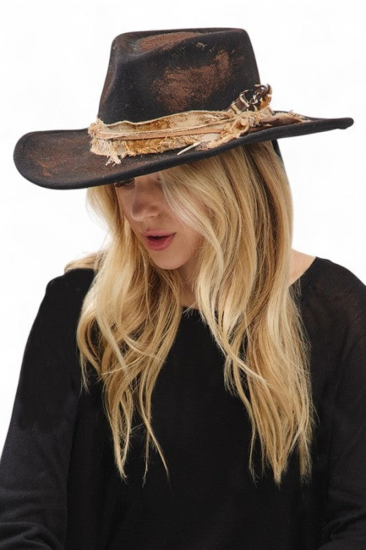 Distress Vintage Shapable Fedora Cowboy Hat