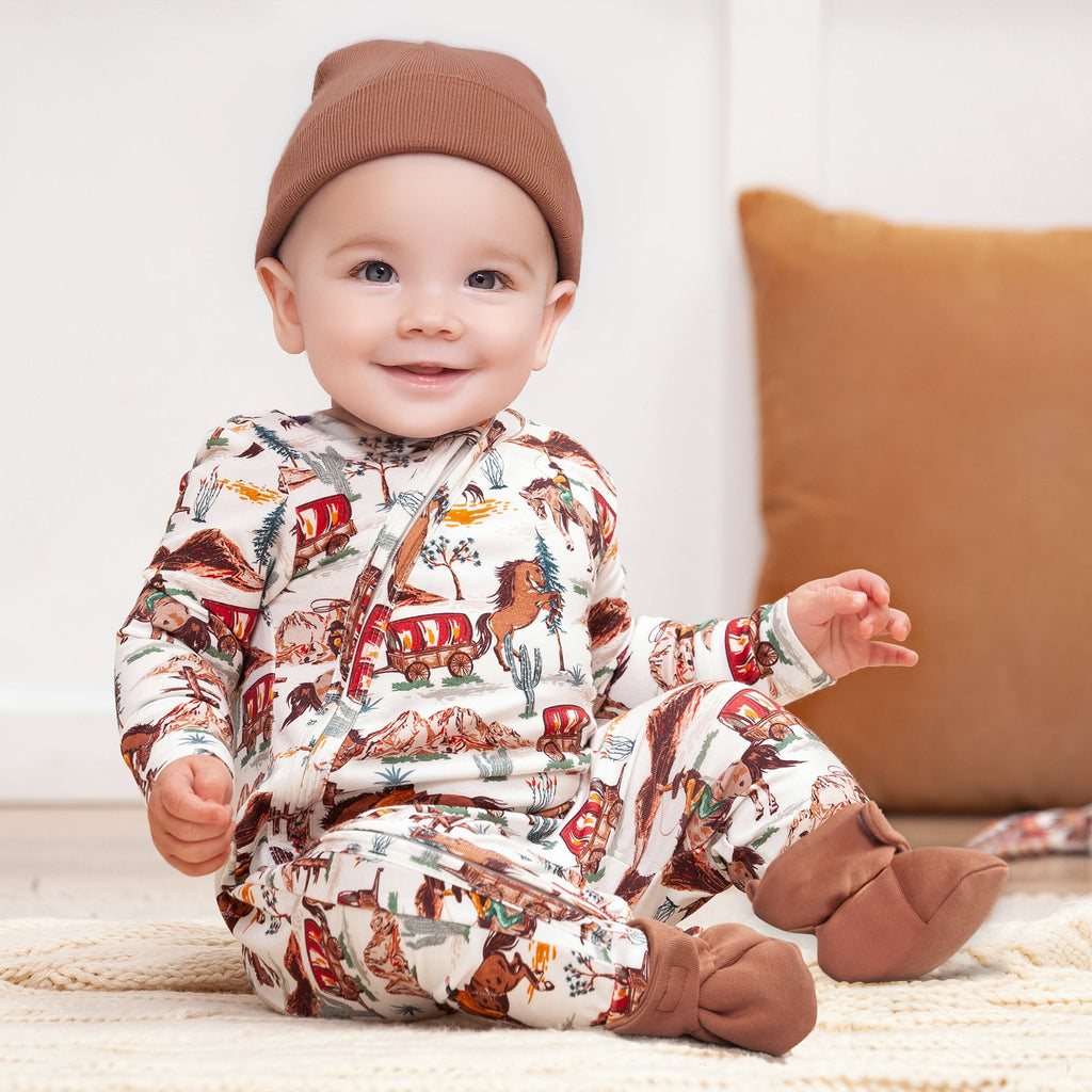 Cowboy Baby Zipper Romper - Bamboo Western Spirit Outfit