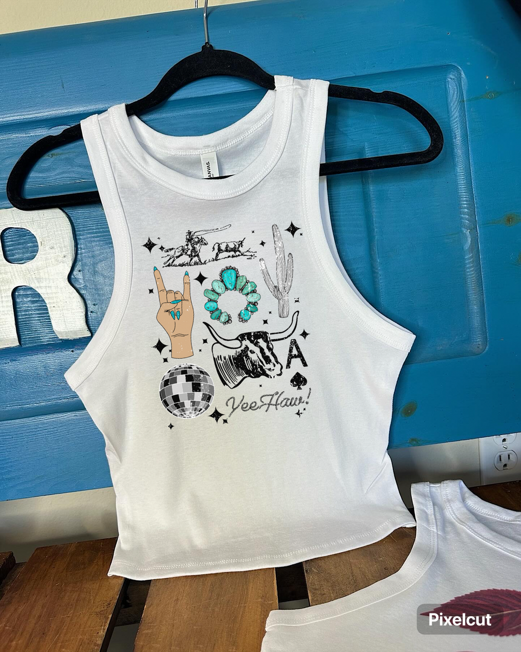 Western Collage Cropped Tank
