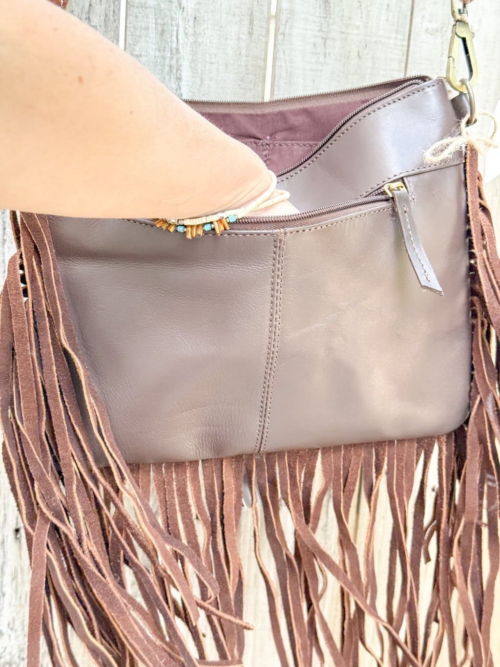 Southwestern Chic | Fringe Tooled Leather Strap Crossbody