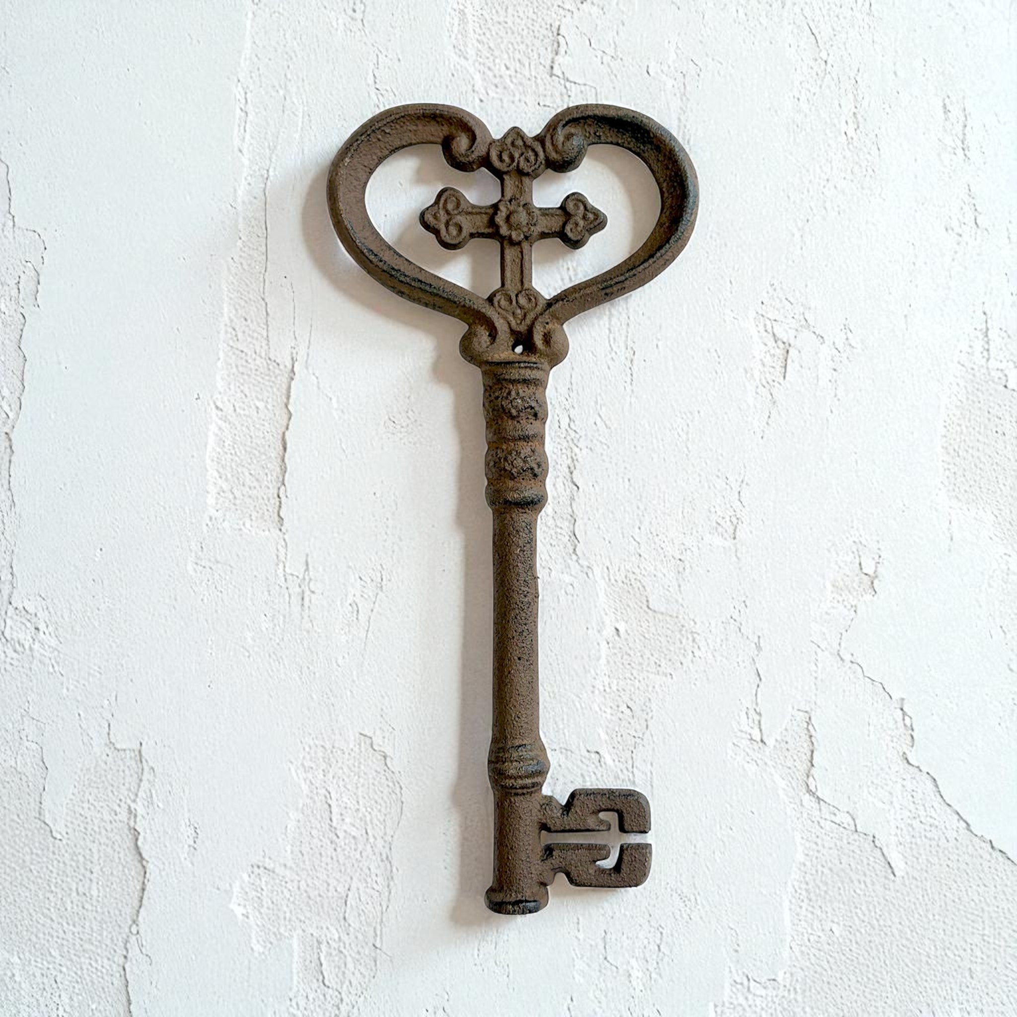 Intricate Cast Iron Antique Skeleton Key, Rustic Vintage Decor Accent