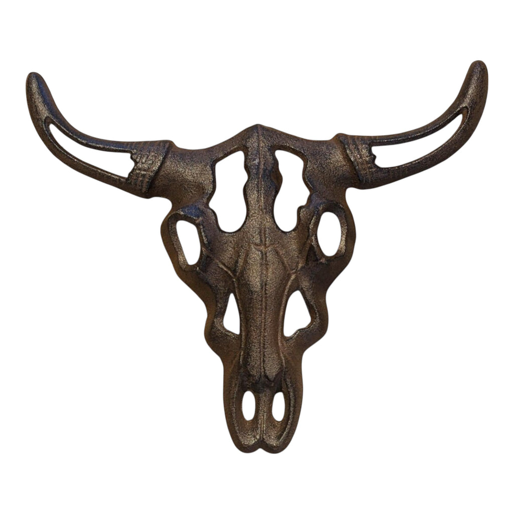 Cast Iron Bull Skull Wall Decor - Western Farmhouse for Home, Cabin, or Ranch