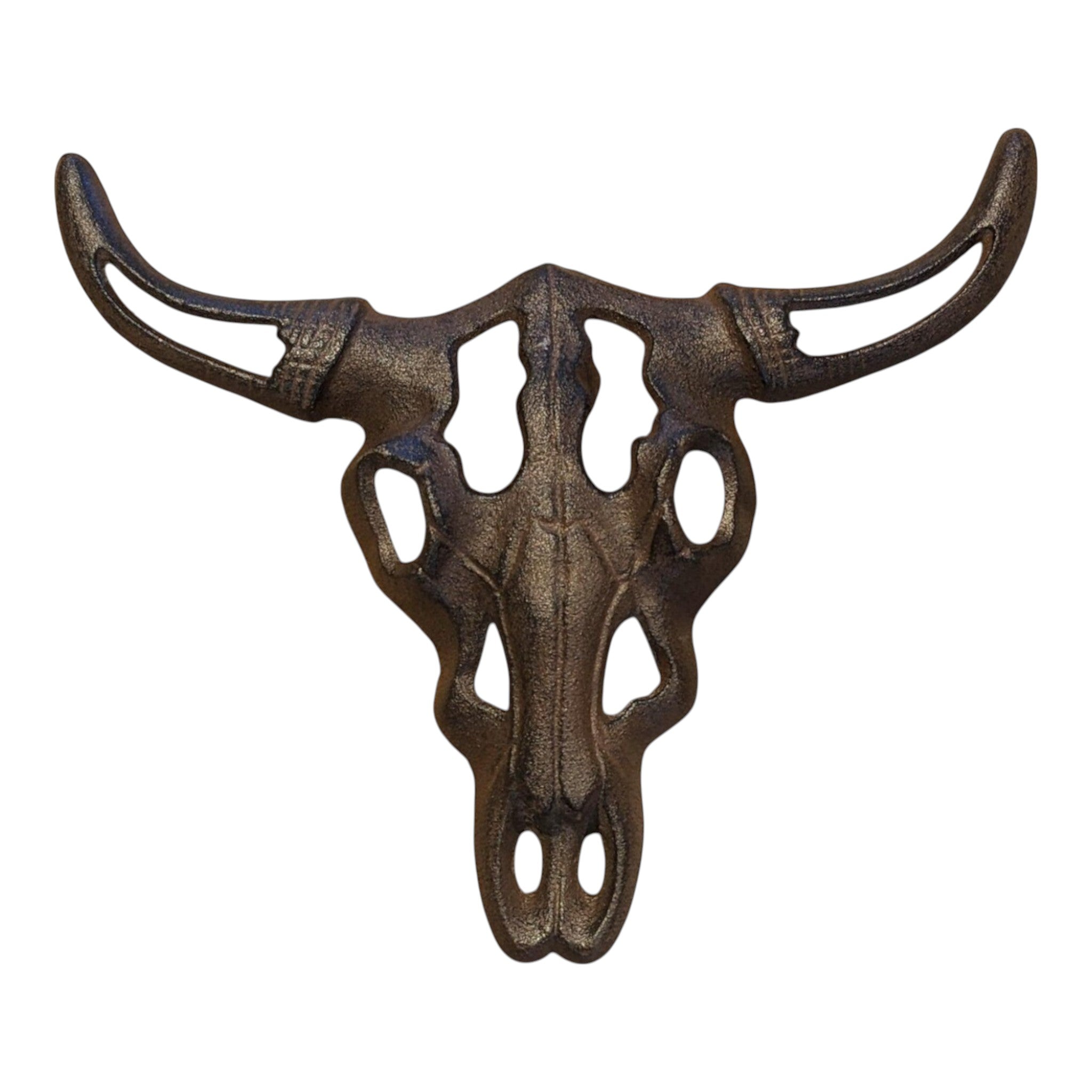 Cast Iron Bull Skull Wall Decor - Western Farmhouse for Home, Cabin, or Ranch