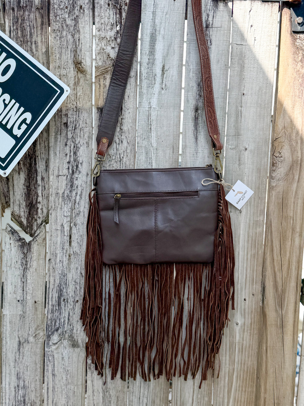 Southwestern Chic | Fringe Tooled Leather Strap Crossbody