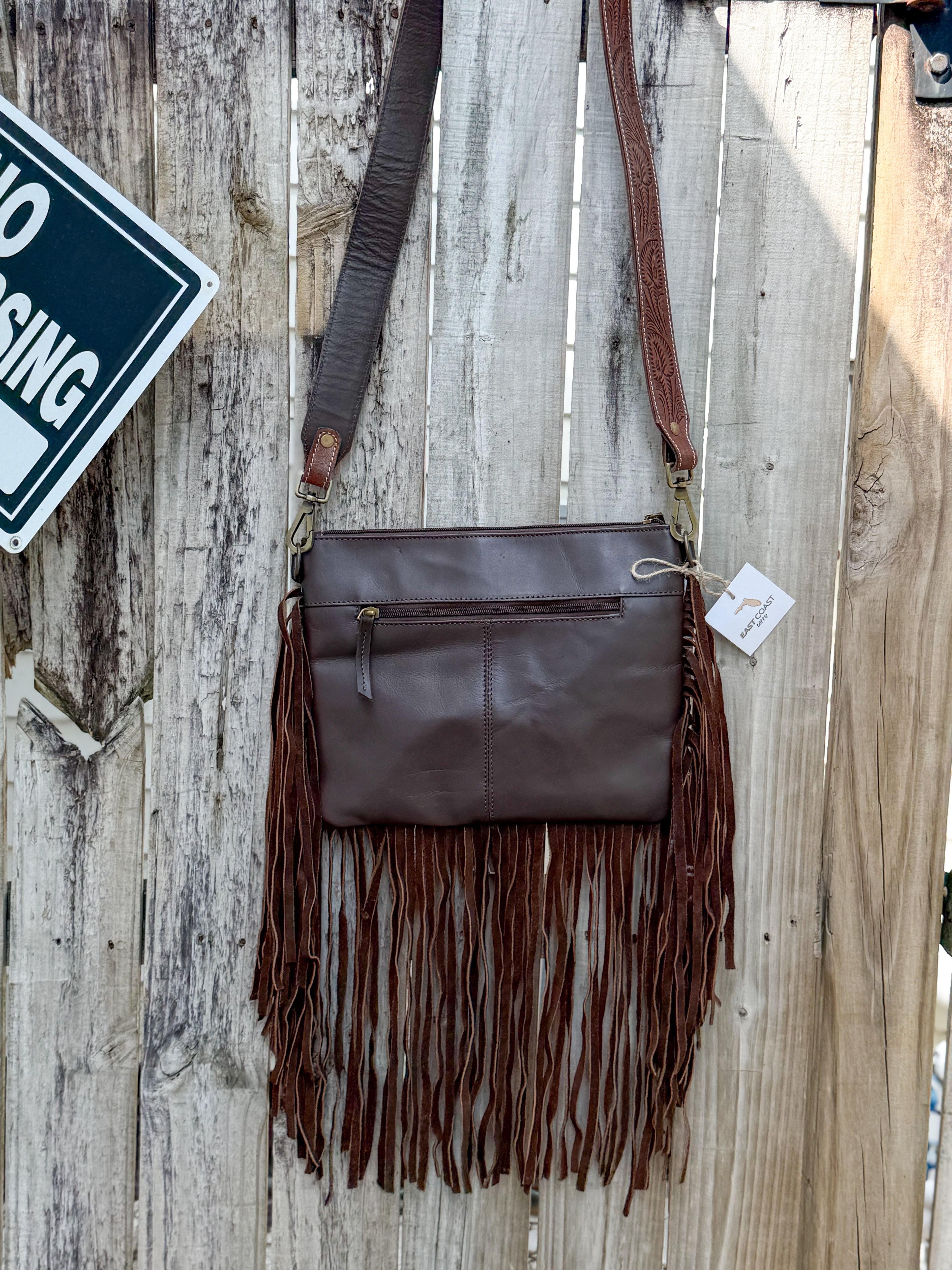Southwestern Chic | Fringe Tooled Leather Strap Crossbody