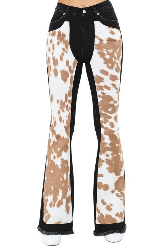 GJG Denim Rodeo Bell Bottom Jean Brown Cow Hide