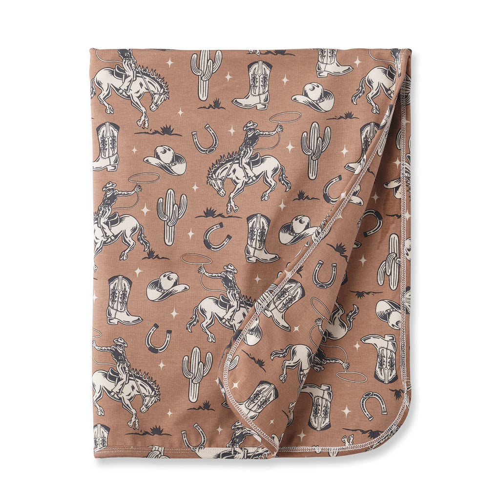 Wild Wrangler/Brown Western Baby Boy Bamboo Stroller Blanket