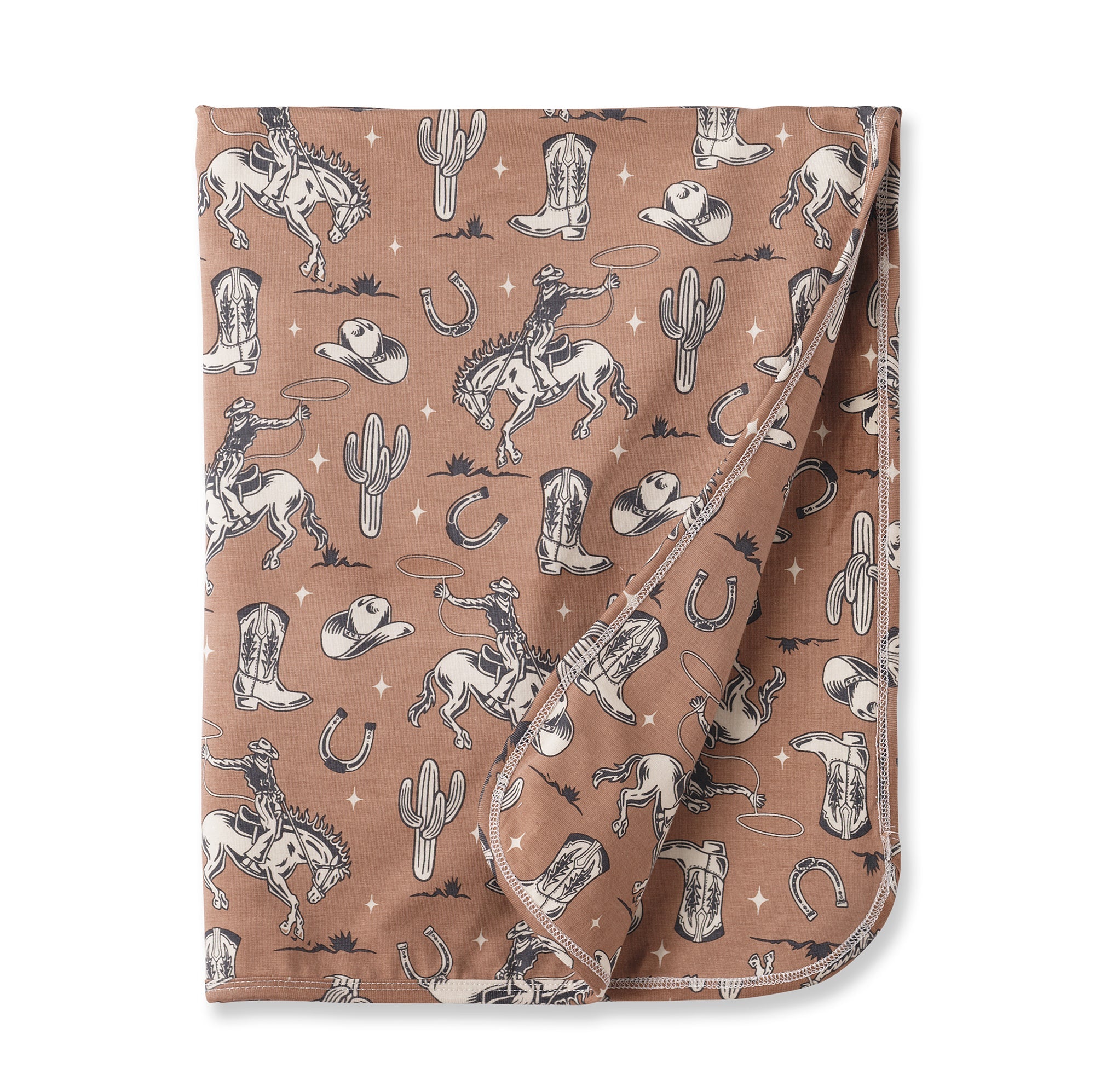 Wild Wrangler/Brown Western Baby Boy Bamboo Stroller Blanket