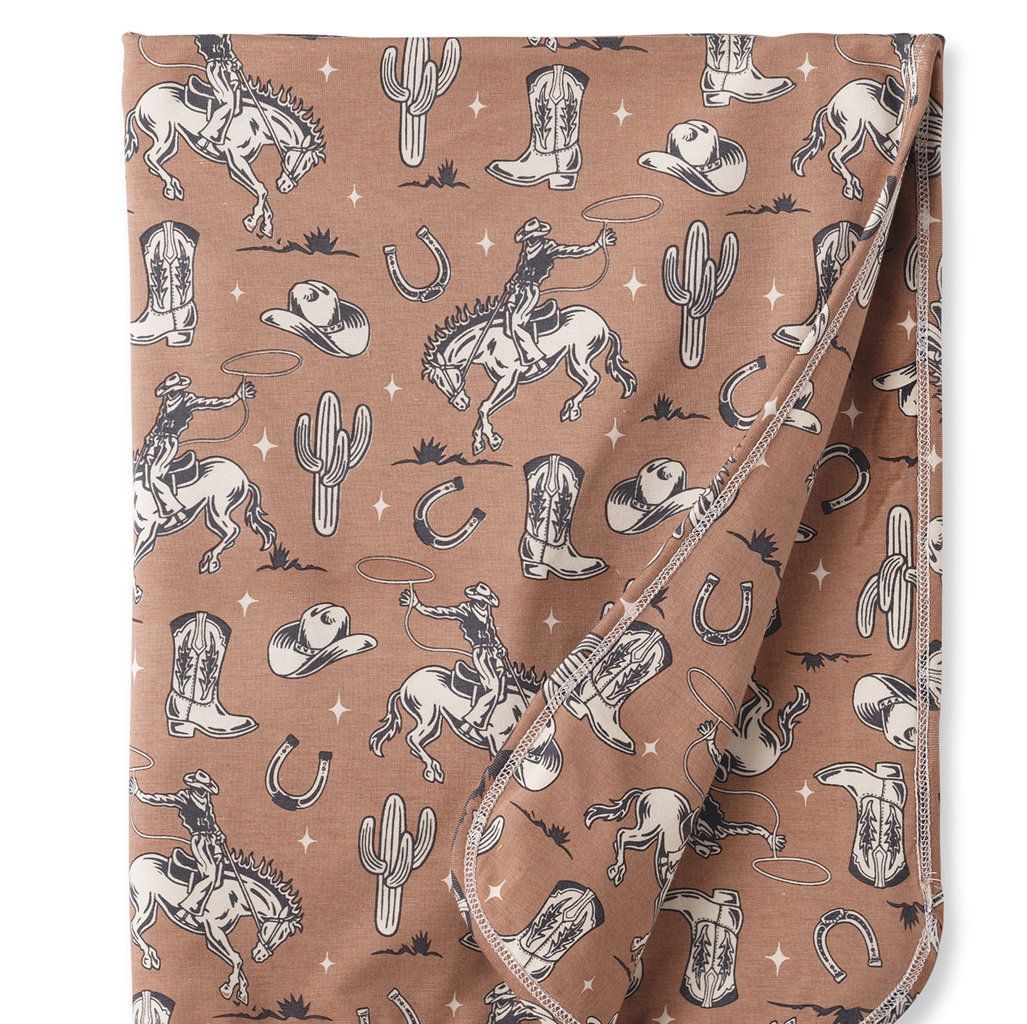 Wild Wrangler/Brown Western Baby Boy Bamboo Stroller Blanket