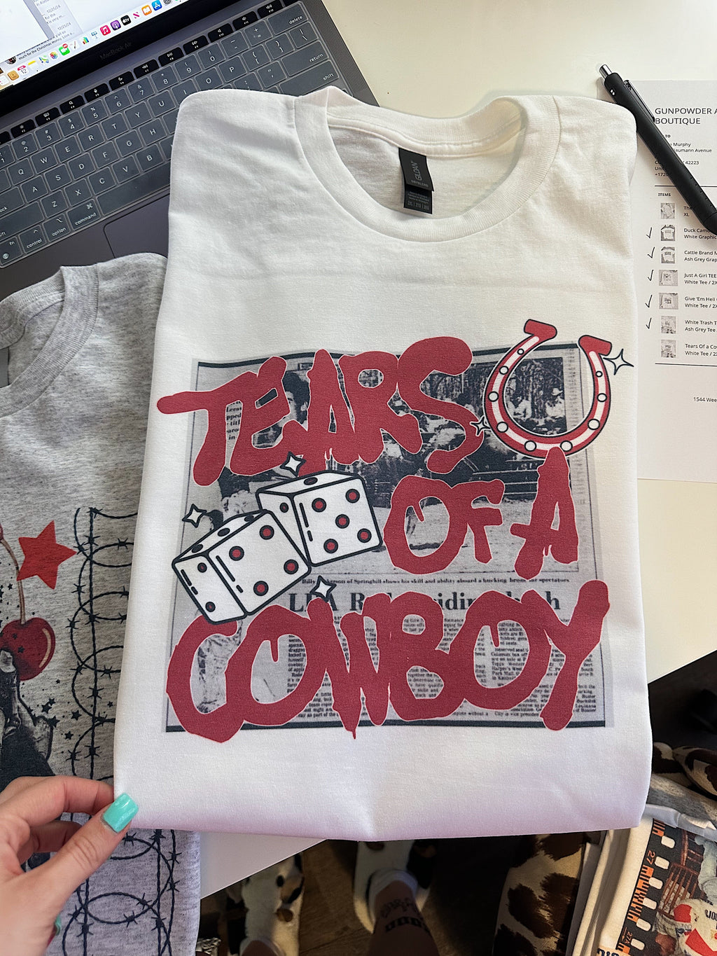 Tears Of a Cowboy TEE or CREWNECK