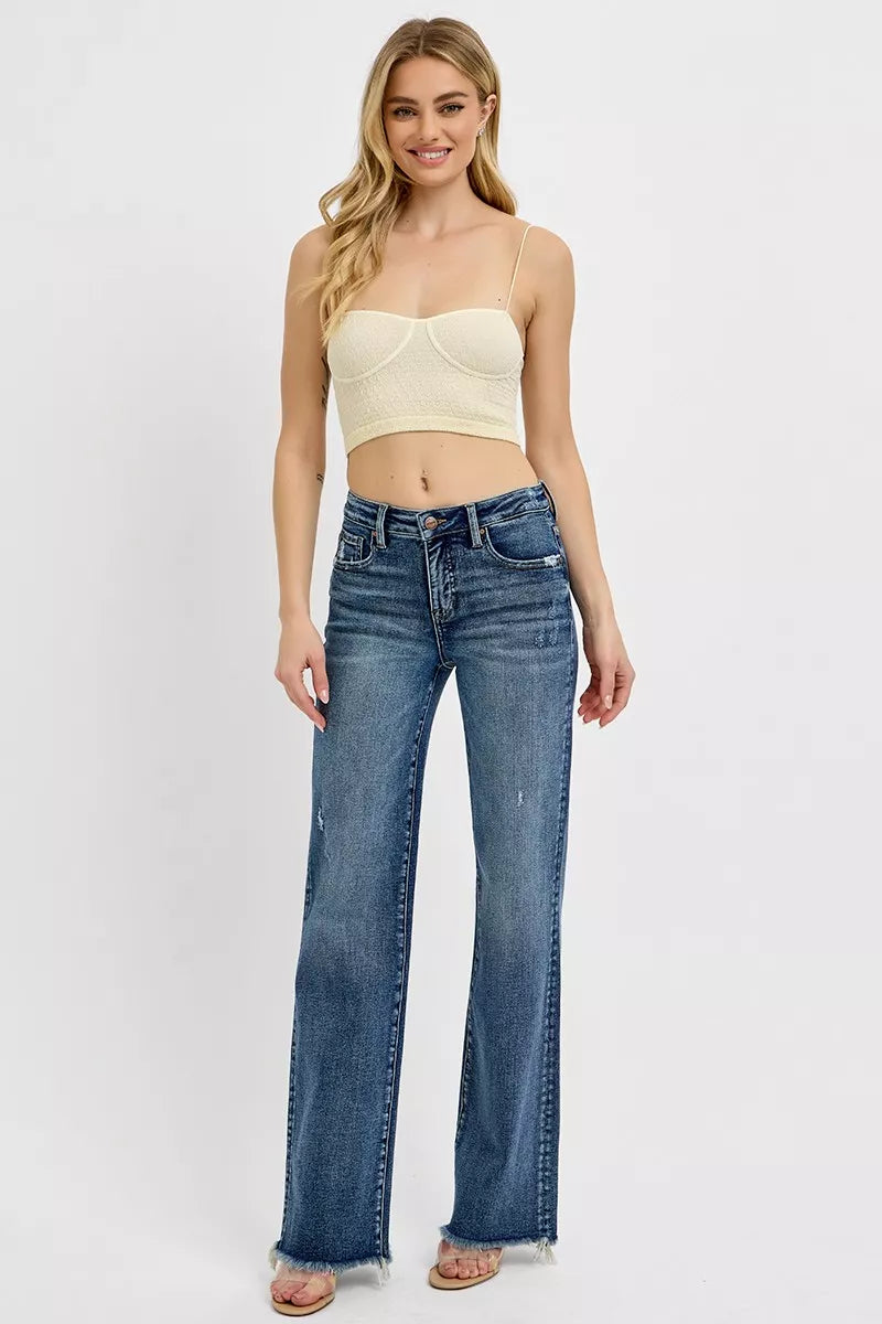 RISEN Full Size Tummy Control High Rise Long Straight Jeans Plus Size