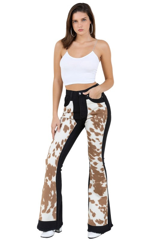 GJG Denim Rodeo Bell Bottom Jean Brown Cow Hide