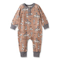 Wild Wrangler/Brown Western Bamboo Henley Romper for Babies