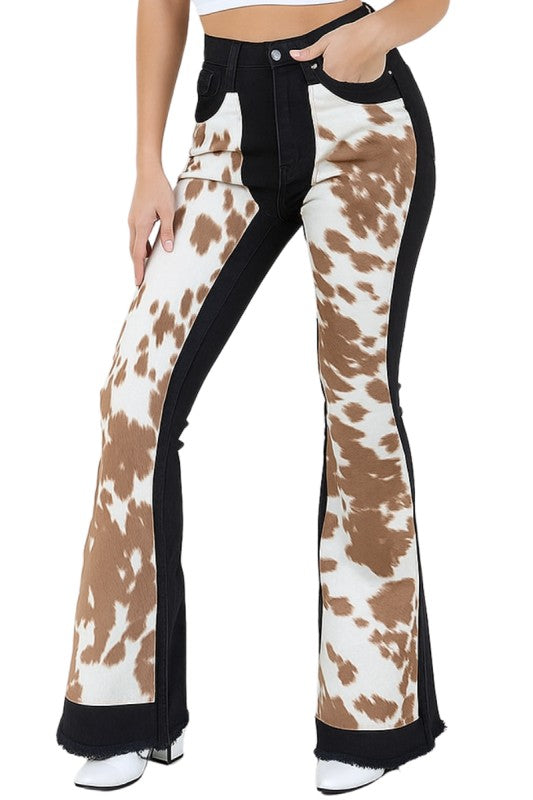 GJG Denim Rodeo Bell Bottom Jean Brown Cow Hide