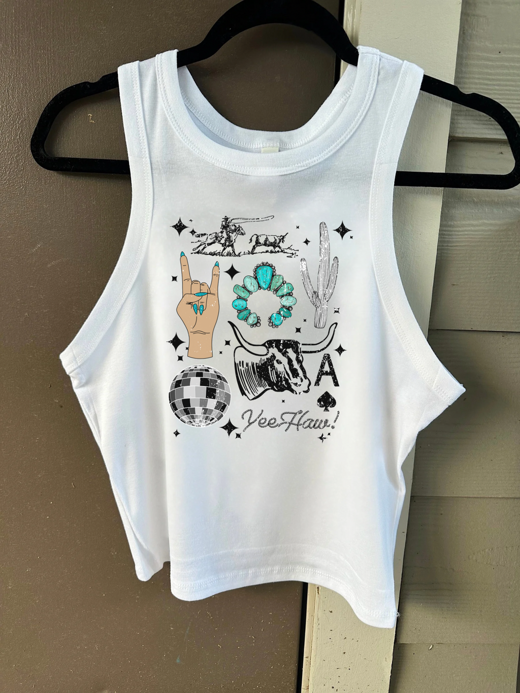 Western Collage Cropped Tank