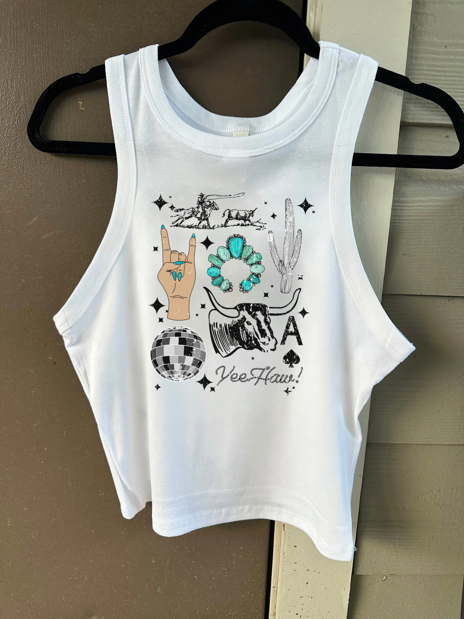 Western Collage Cropped Tank
