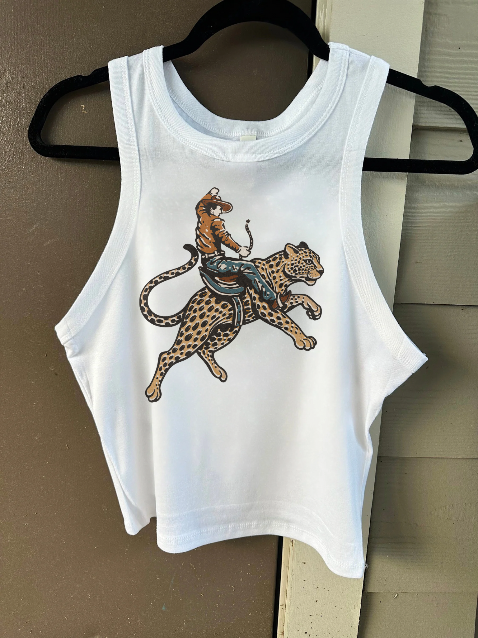 Cowboy Jaguar Cropped Tank
