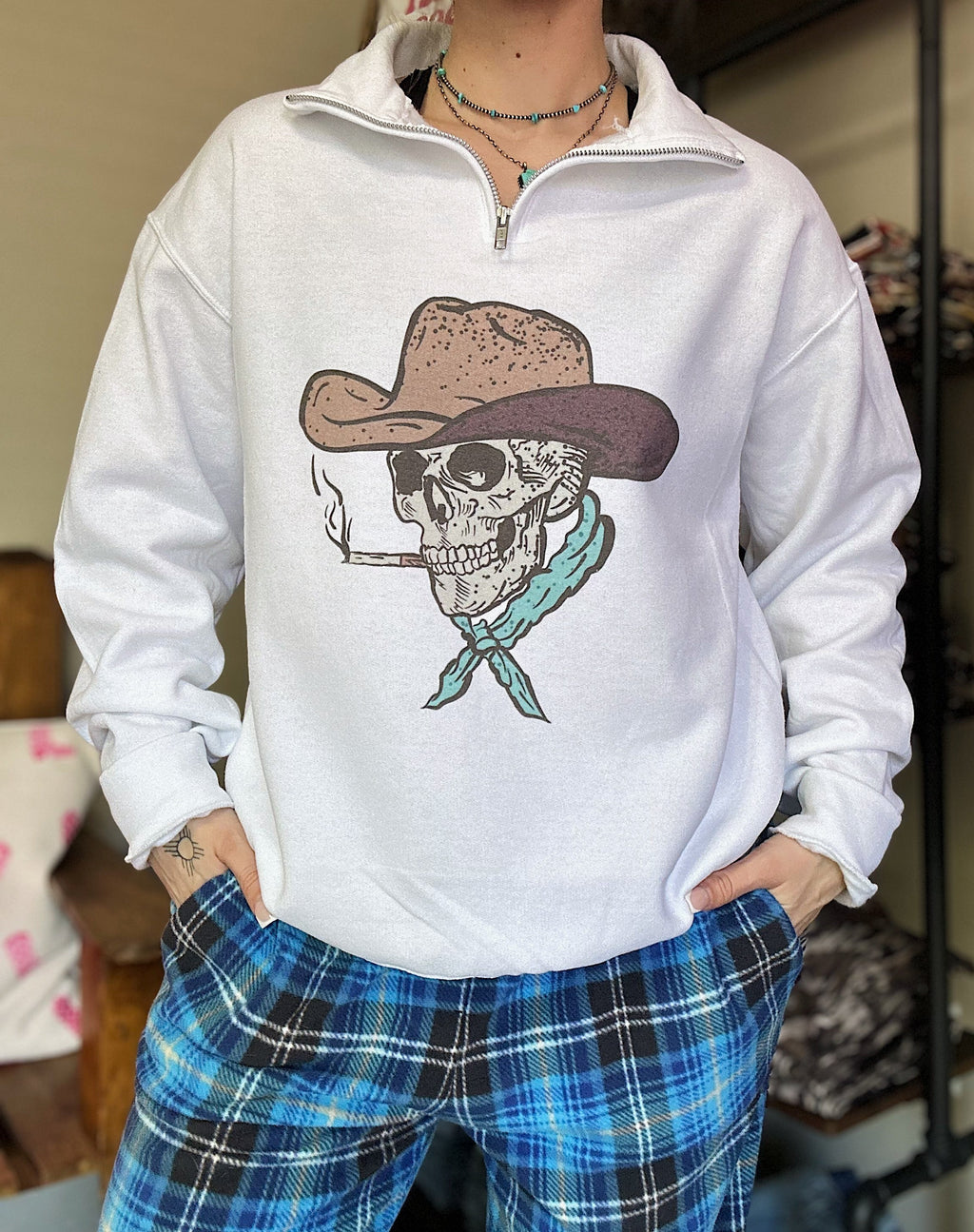 Cowboy Skeleton Quarter Zip