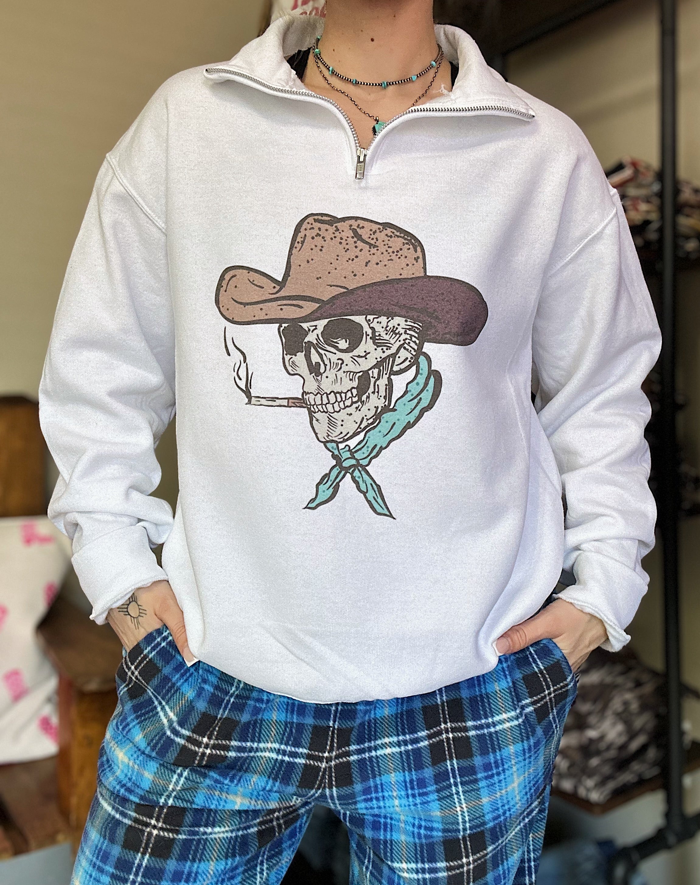 Cowboy Skeleton Quarter Zip