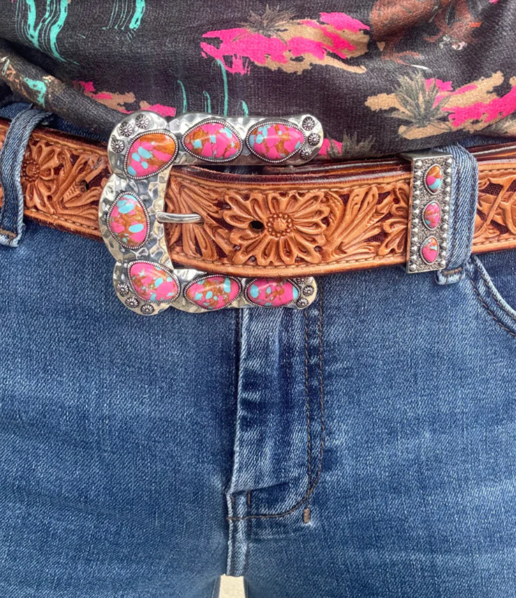 Buckle Up Belt Buckle in Pink