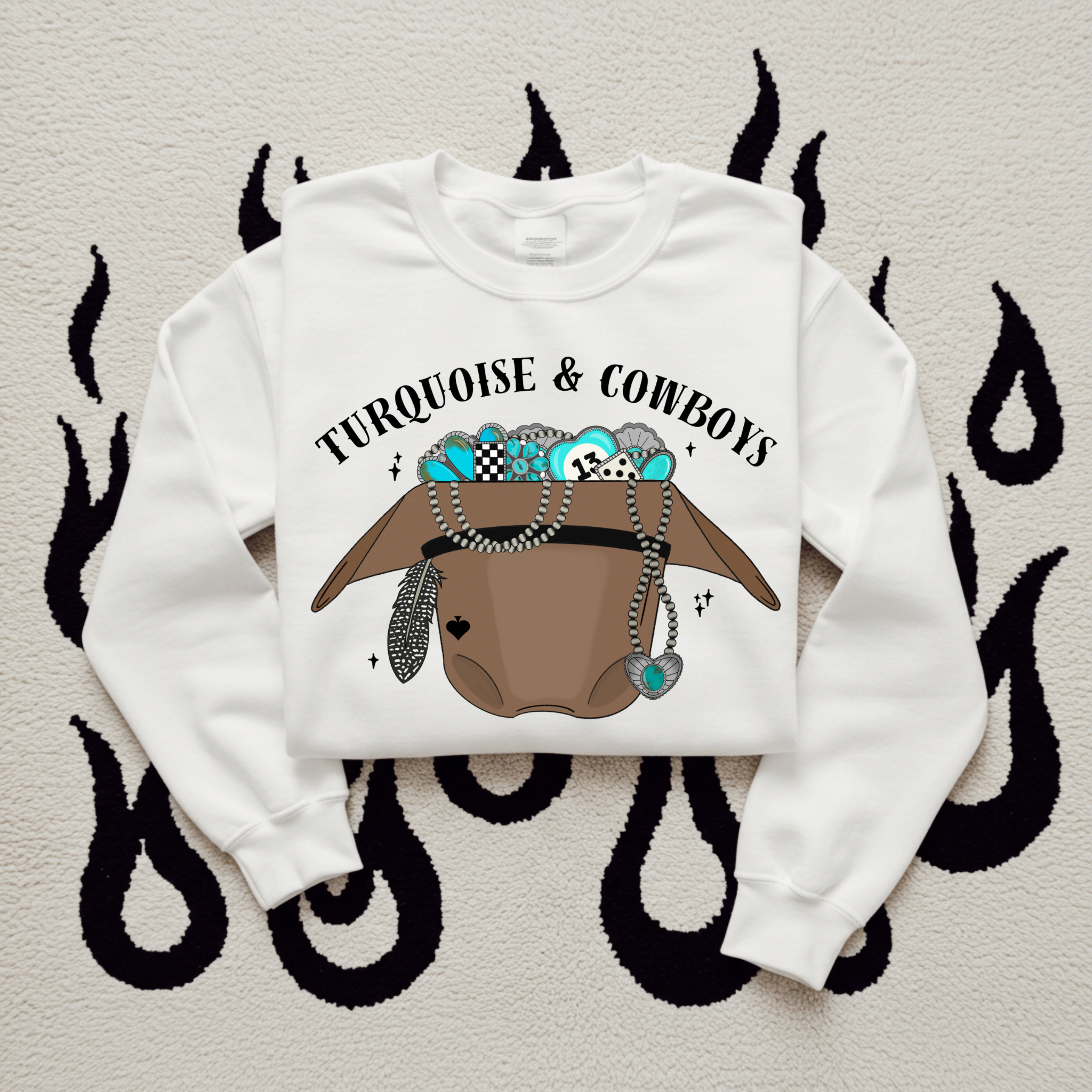 Turquoise & Cowboys TEE or CREWNECK