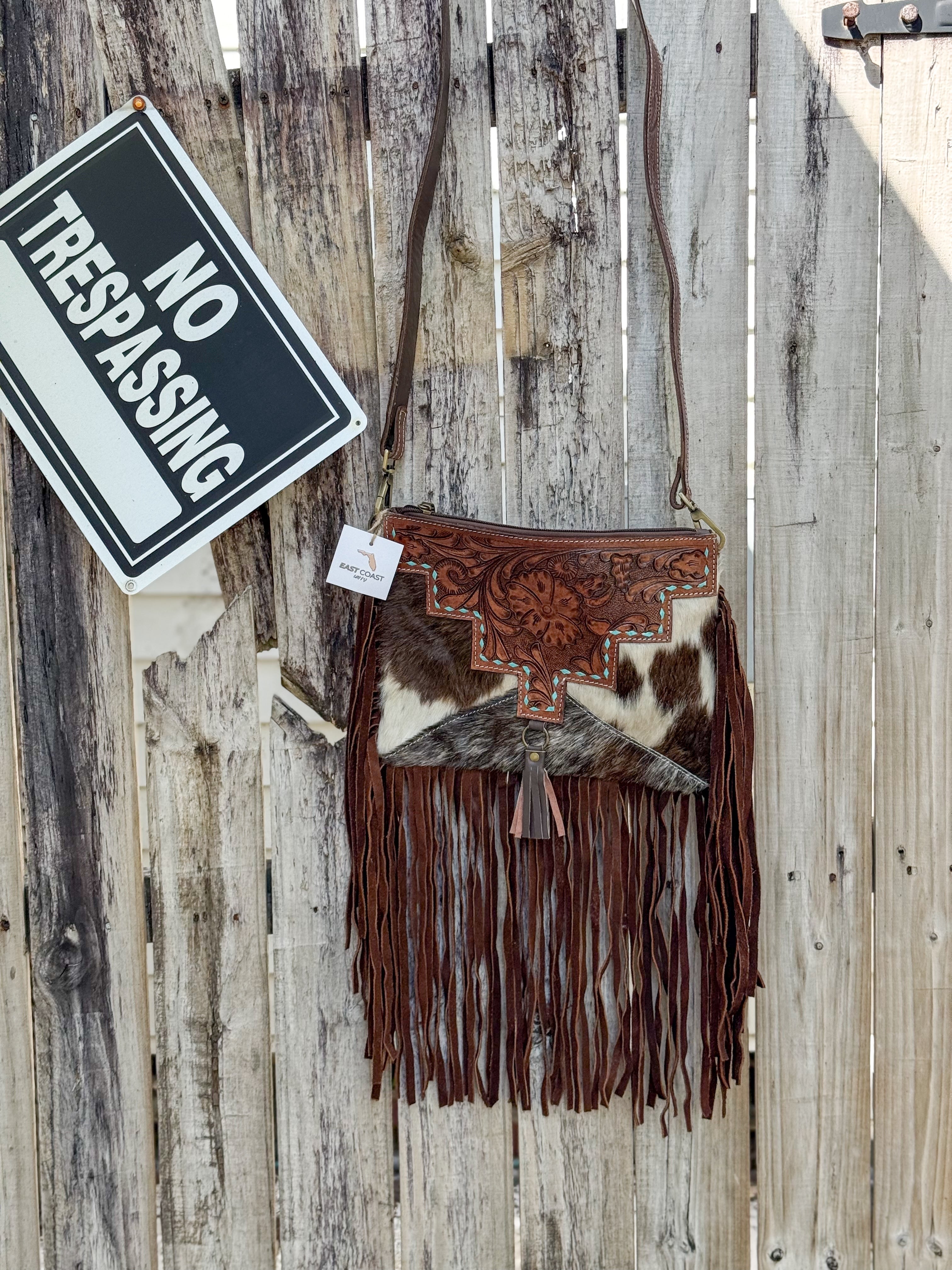 Southwestern Chic | Fringe Tooled Leather Strap Crossbody
