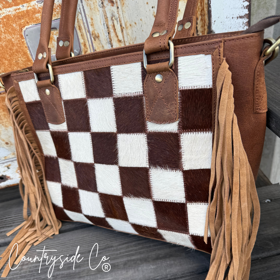 Canyon Check Cowhide Concealed Carry Purse