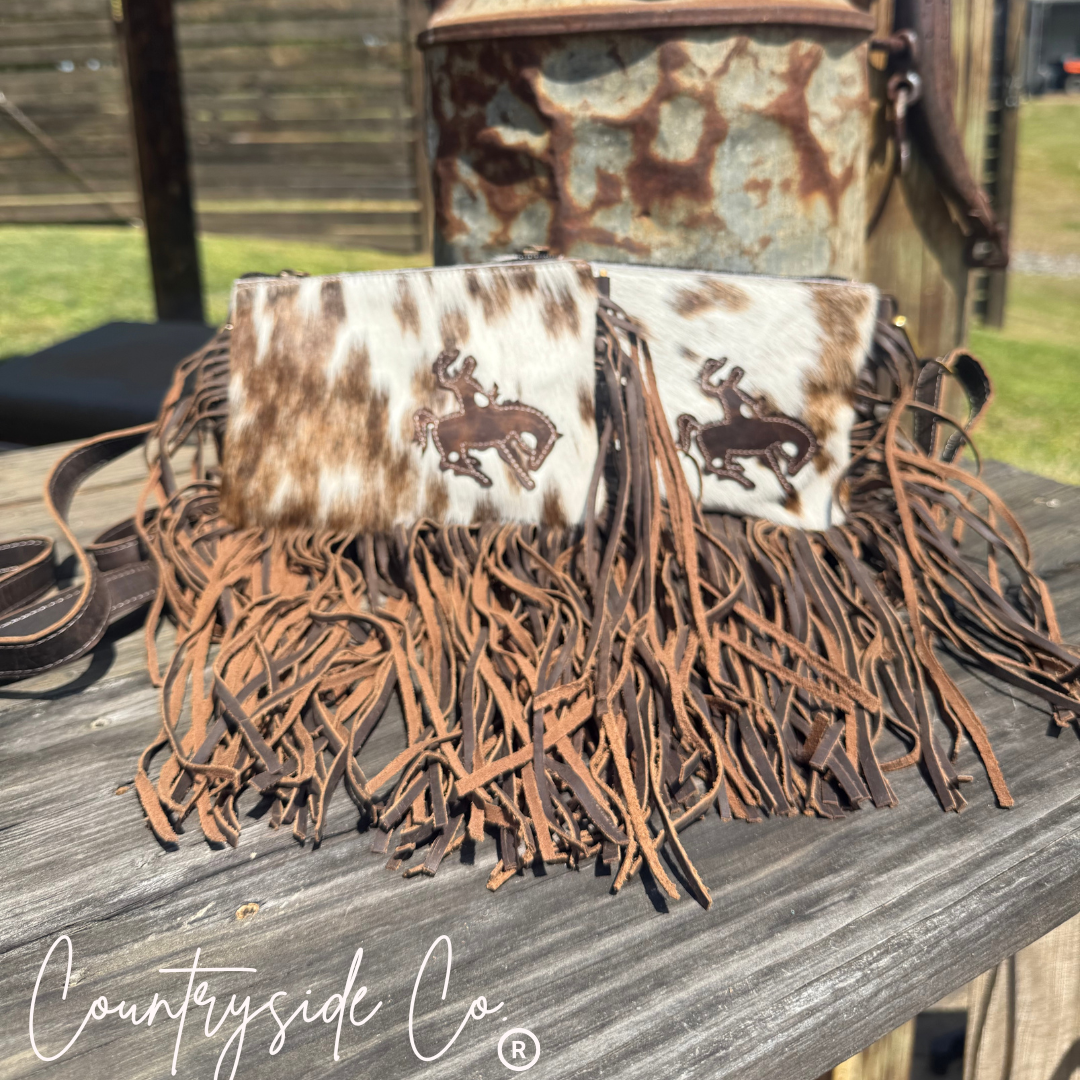 Rodeo Rider Cowhide Purse with Wristlet