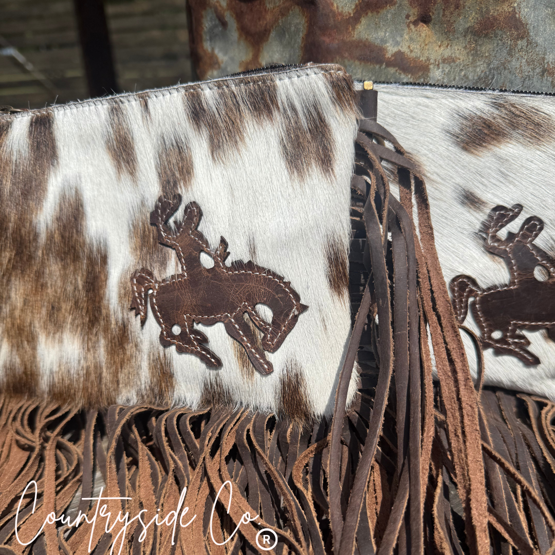 Rodeo Rider Cowhide Purse with Wristlet