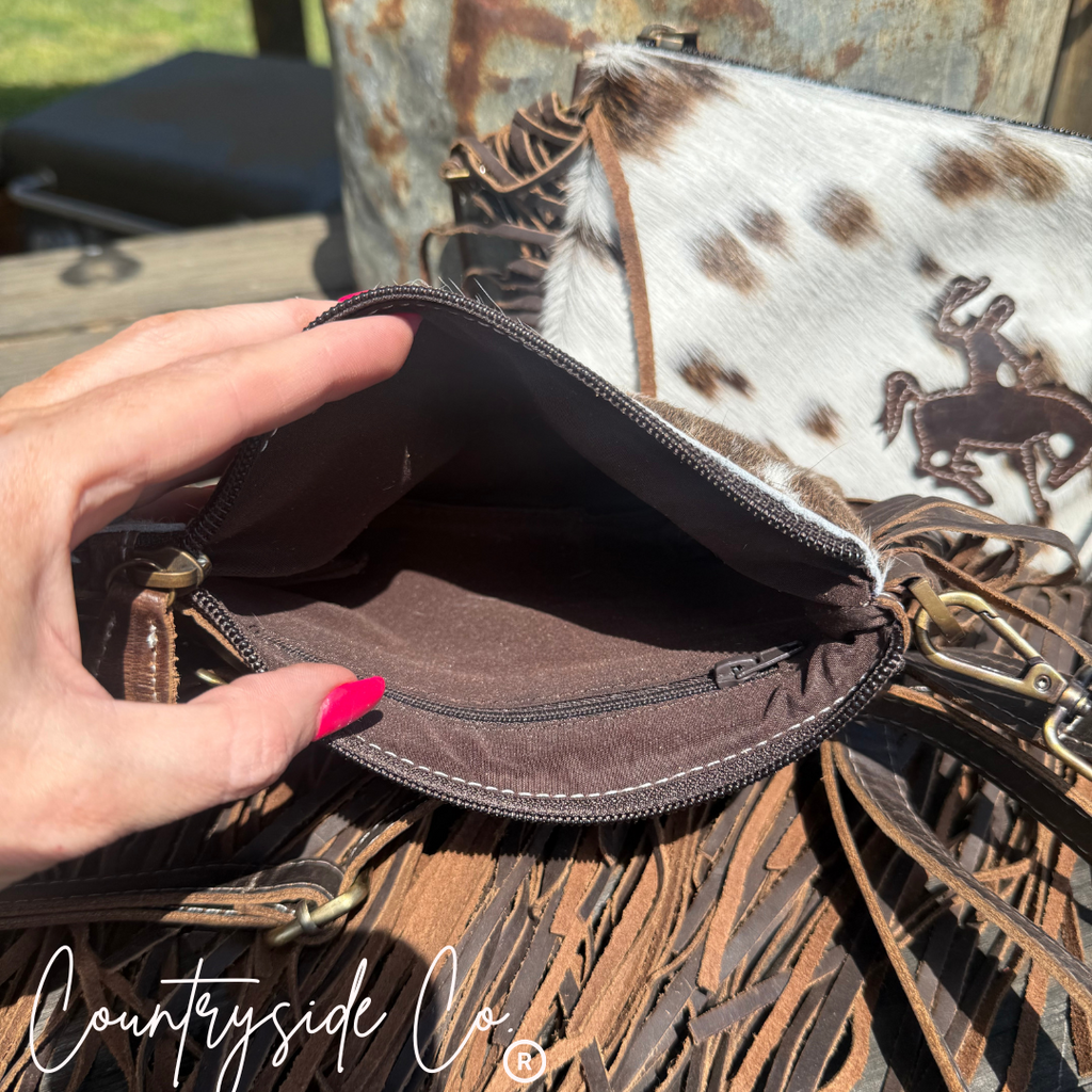 Rodeo Rider Cowhide Purse with Wristlet