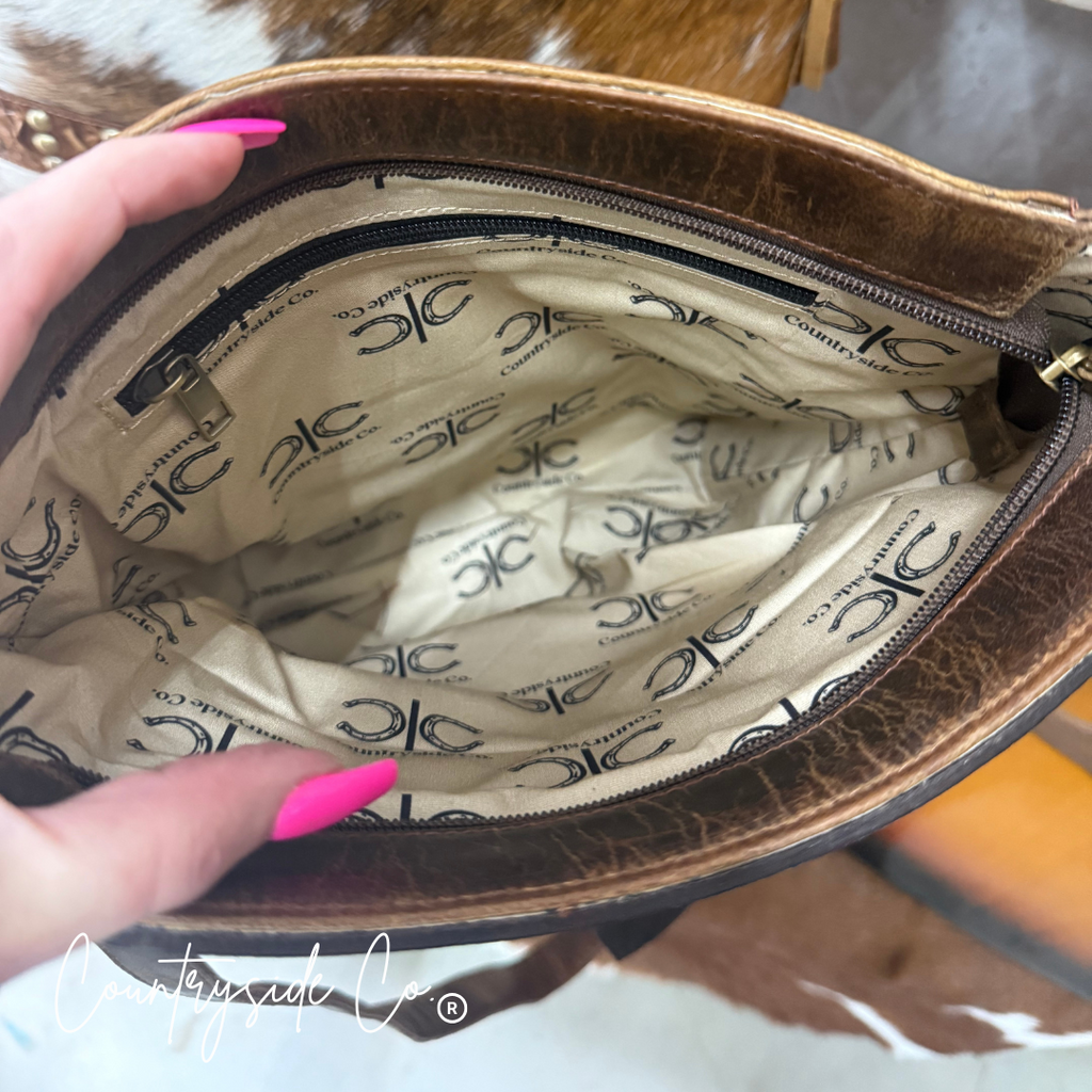 Bronco Bolt Tooled Leather Handbag