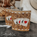 Gambler Tooled Leather Flask