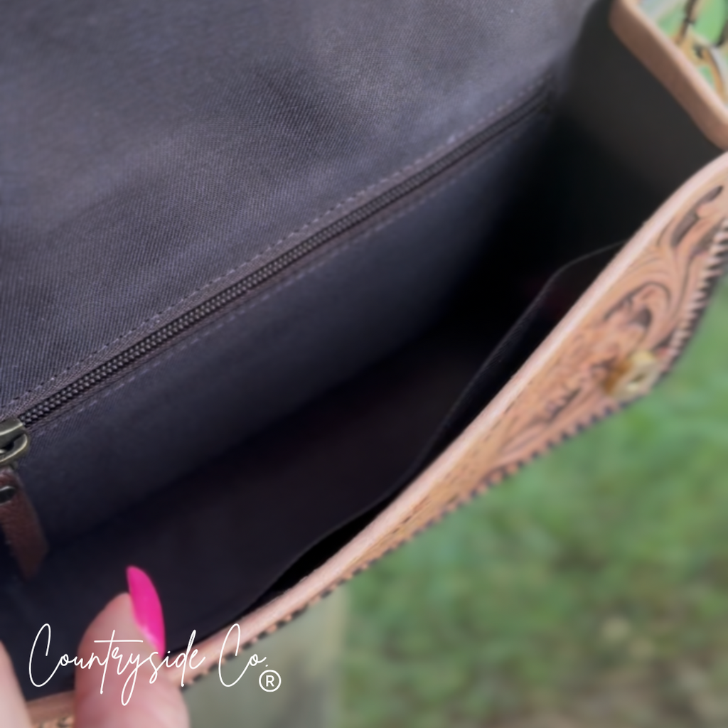 Countryside Charm Tooled Leather Clutch, Purse
