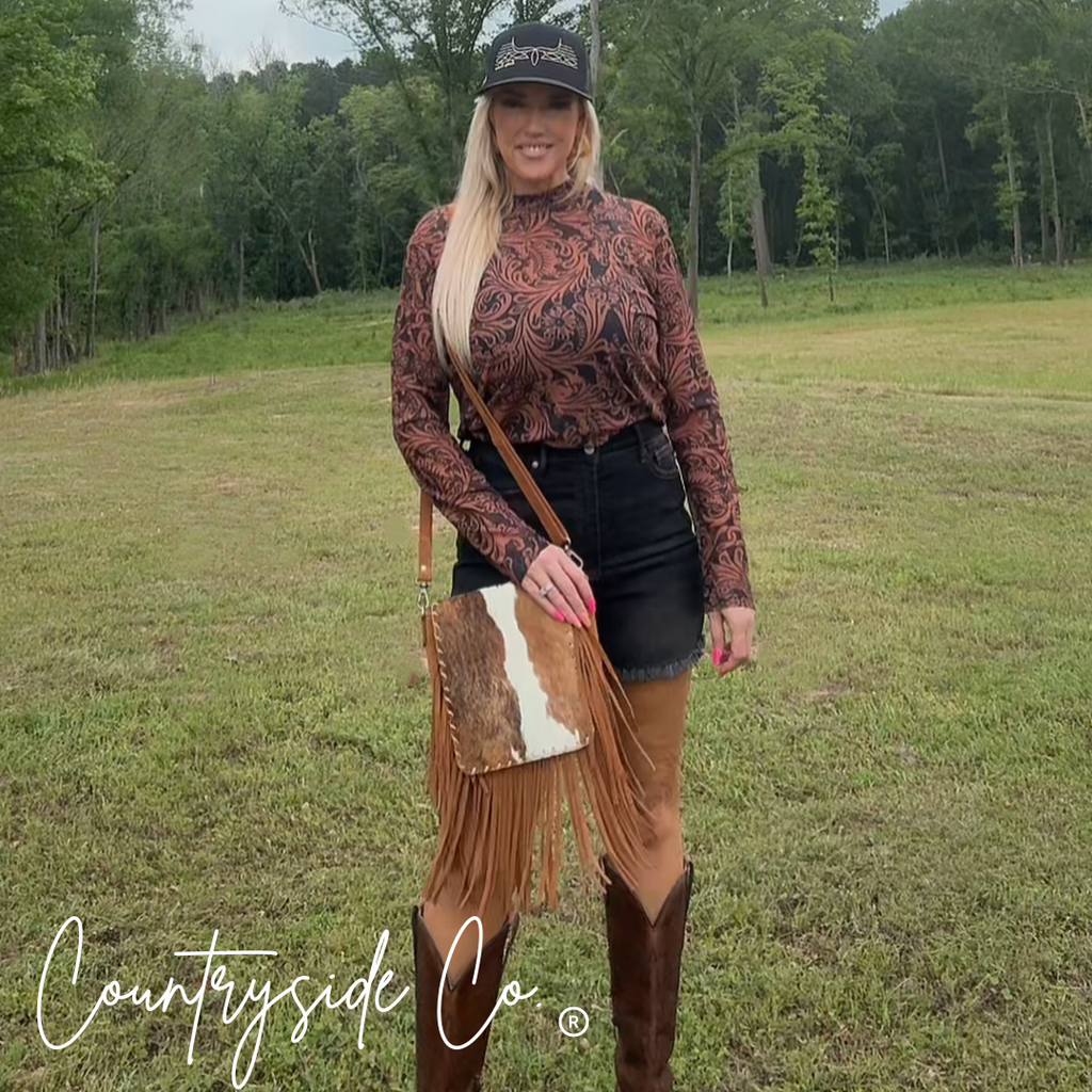 Bessie Cowhide Western Purse