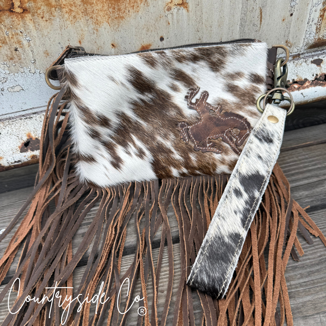 Rodeo Rider Cowhide Purse with Wristlet