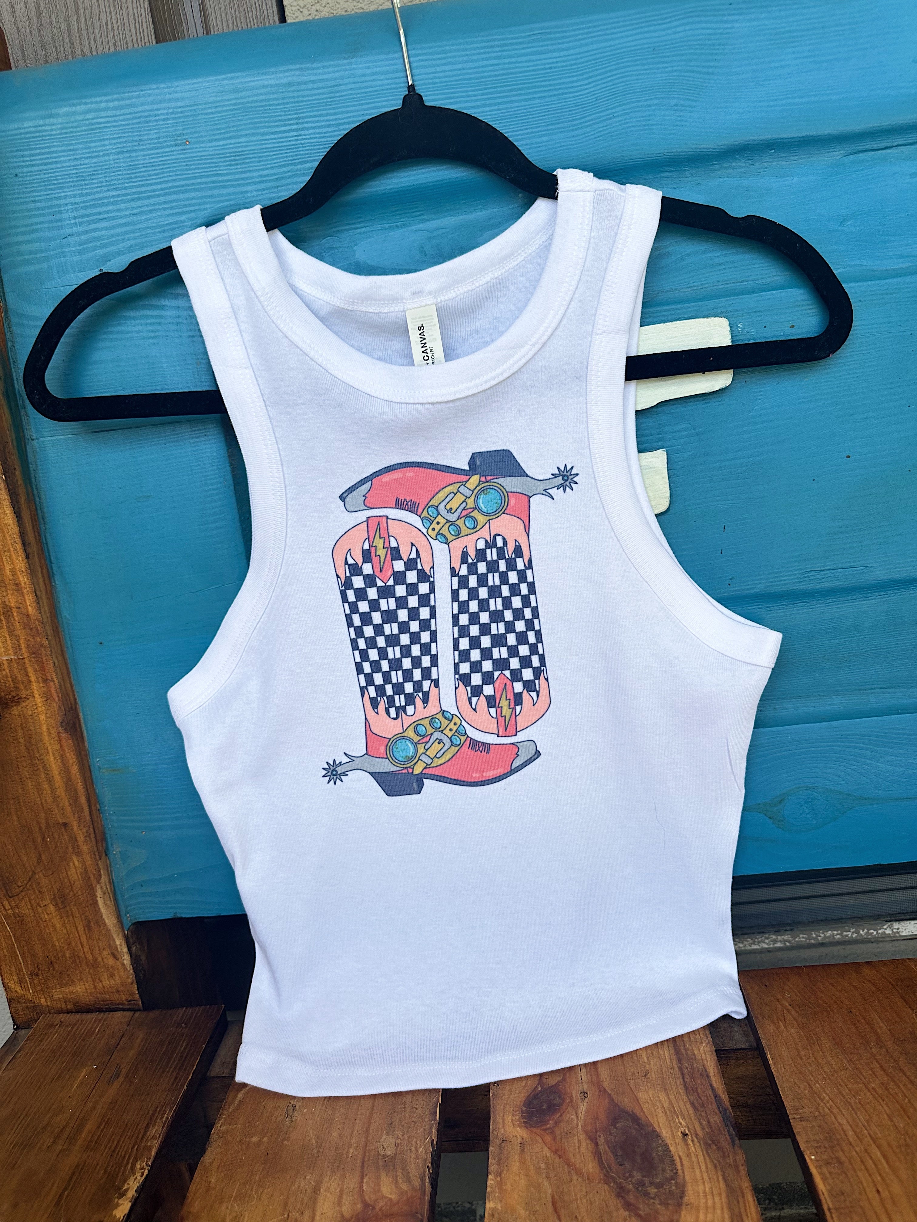 Cowboy Boots Cropped Tank