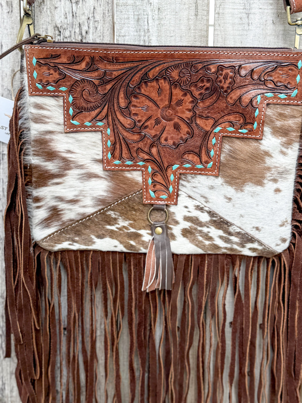Southwestern Chic | Fringe Tooled Leather Strap Crossbody